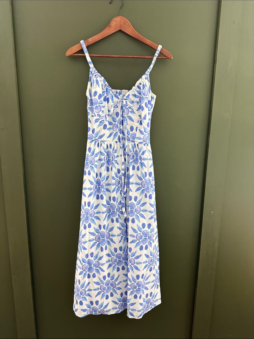 Hill House Juliana Blue Shell Mosaic Tie-Front Dress - Picture 2 of 5